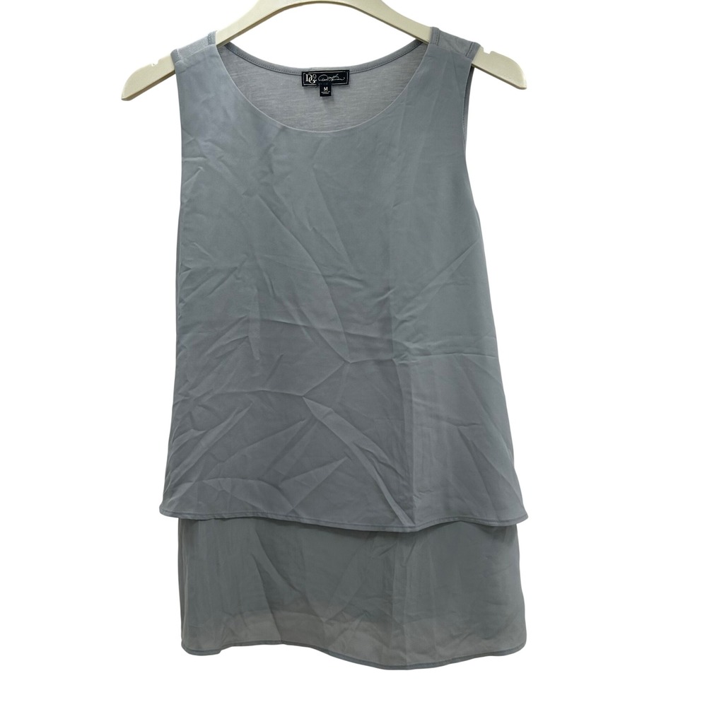 DG2 Diane Gilman Sleeveless Layered Tunic Top Womens Size M Gray Mixed Media